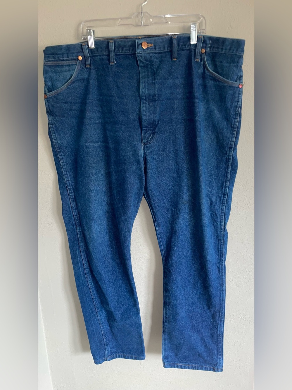 Wrangler Men's Relaxed Dark Blue Denim Jeans 48X32